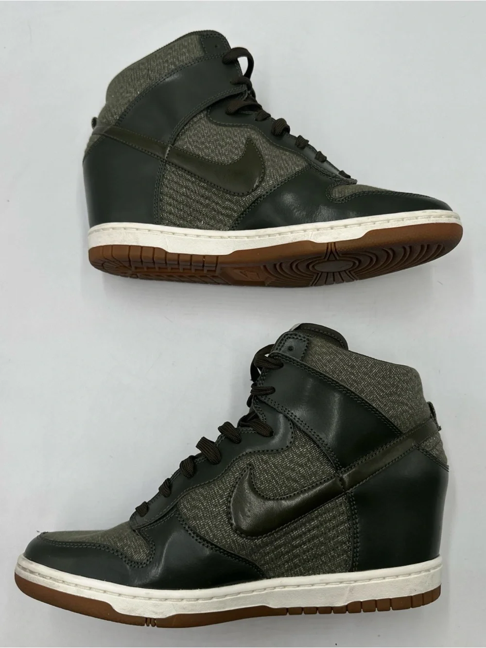 Nike Dunk Sky Hi Essential Wedge Cargo Khaki Sail Gum 644877-301 Womens 11.5